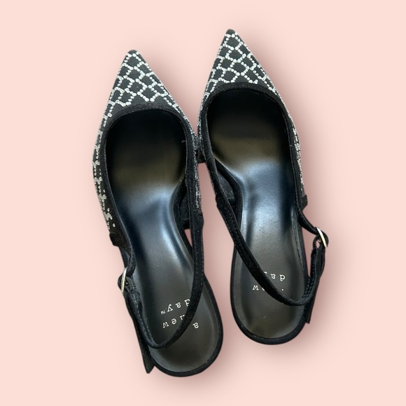 Black Rhinestone Slingback Heels | Pointed Toe | Size 6 - Picture 3 of 4